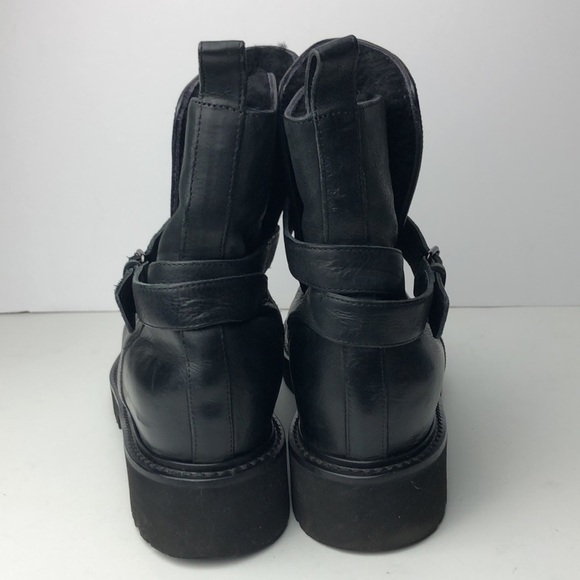 Vince Claudia Black Leather Moto Ankle Boots - Picture 6 of 14